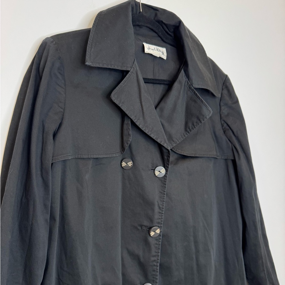 Joseph Ribkoff lagenlook artsy Black Pleated Hem Trench Coat - Picture 3 of 10